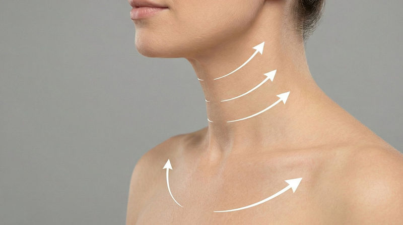 Hals- und Dekolletéfalten: Auch Falten im Hals- und Dekolletébereich können mit Hyaluronsäure behandelt und die Hautstruktur verbessert werden.